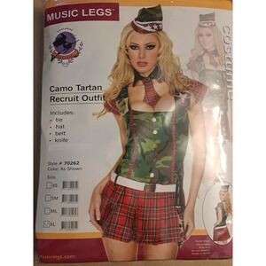 Music Legs Camo Tartan Recruit Outfit Costume Set XL 70262 Military Plaid